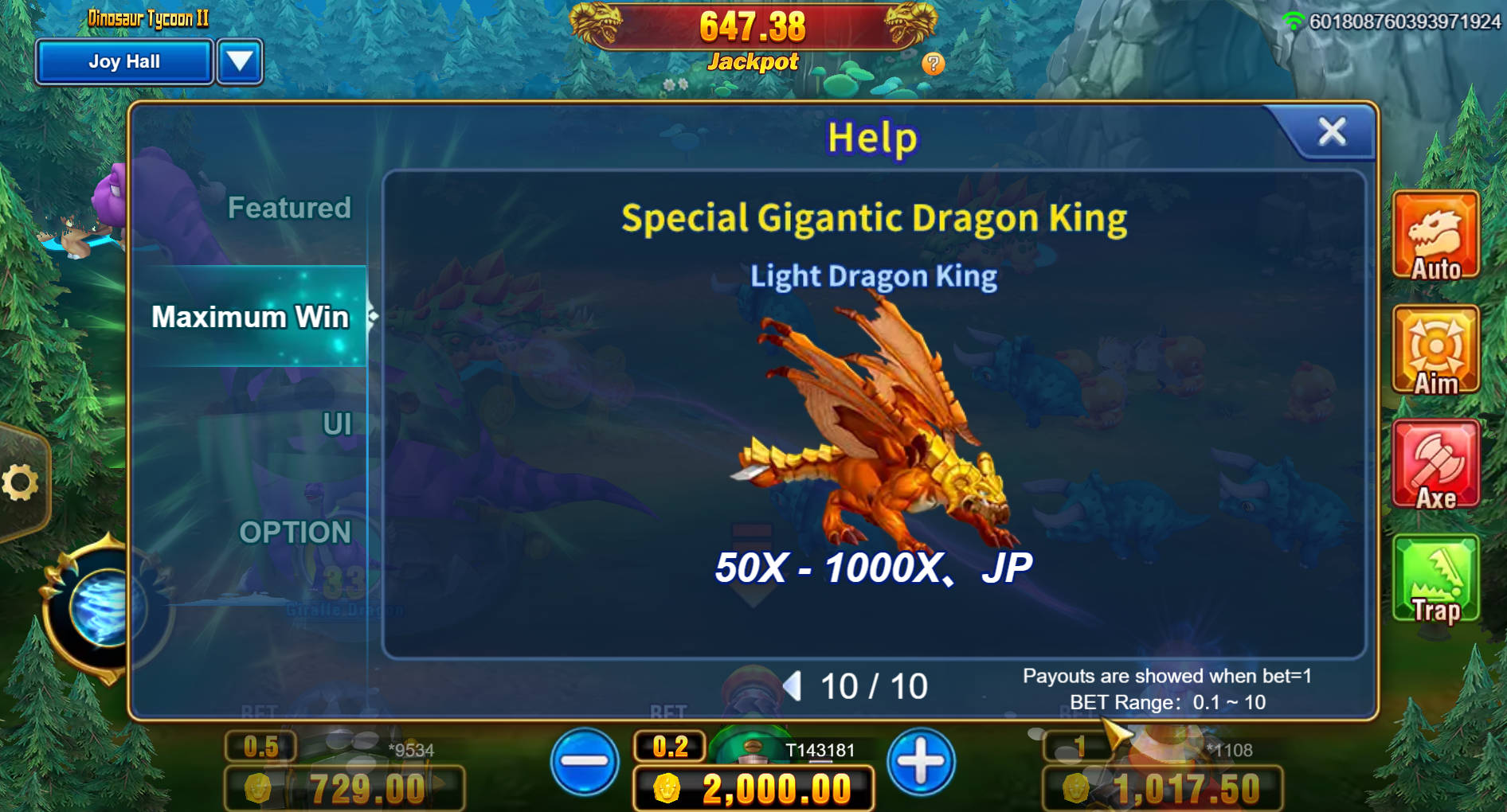 Dinosaur Tycoon 2 Fishing - Paytable - 711cuci